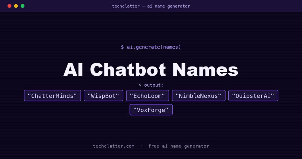 AI Chatbot Names: ChatterMinds, WispBot, EchoLoom and more name ideas