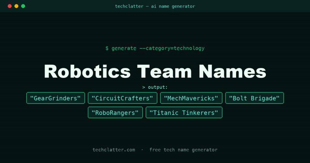 Robotics Team Names: GearGrinders, CircuitCrafters, MechMavericks and more name ideas