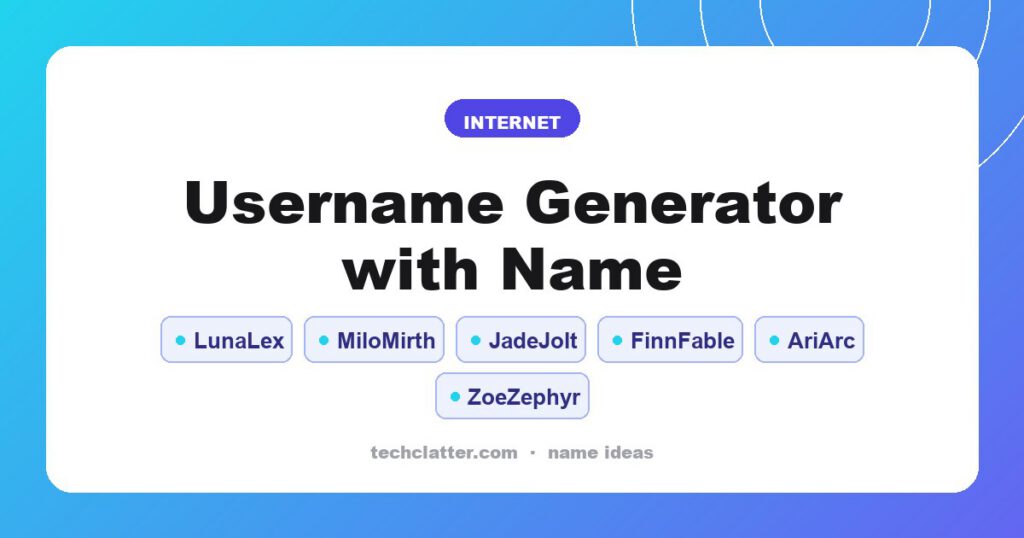 Username Generator with Name: LunaLex, MiloMirth, JadeJolt and more name ideas